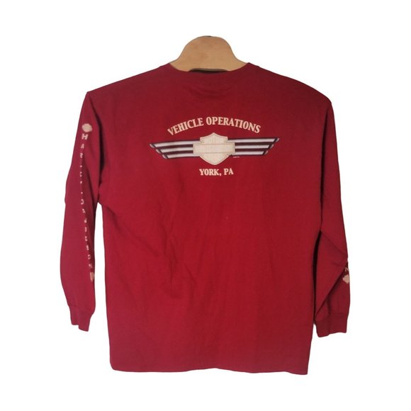 Harley Davidson Live to Ride Tee Shirt Long Sleeve Red‎ Graphics - Picture 3 of 7
